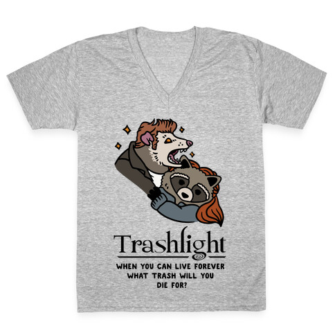 Trashlight Raccoon Opossum Parody V-Neck Tee Shirt