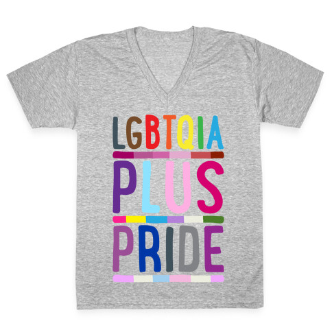LGBTQIA Plus Pride White Print V-Neck Tee Shirt