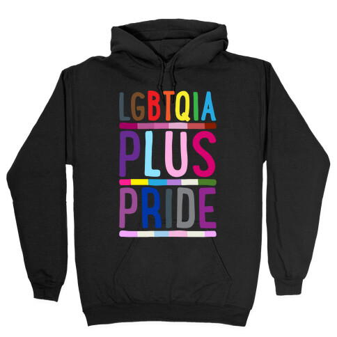 LGBTQIA Plus Pride White Print Hooded Sweatshirt