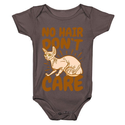 No Hair Don't Care Hairless Cat White Print Baby One-Piece