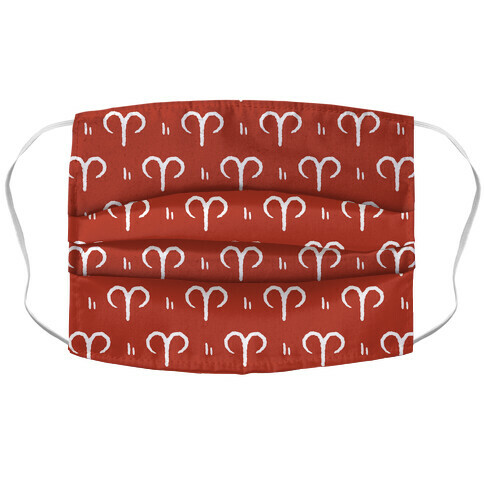 Aries Symbol Pattern Red Accordion Face Mask