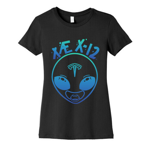 X AE X-12 Elon Musk Alien Baby Blue Gradient  Womens T-Shirt