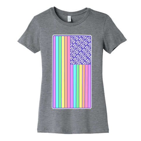 Pastel Gay Pride American Flag Womens T-Shirt