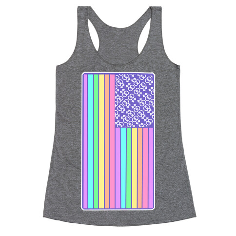 Pastel Gay Pride American Flag Racerback Tank Top