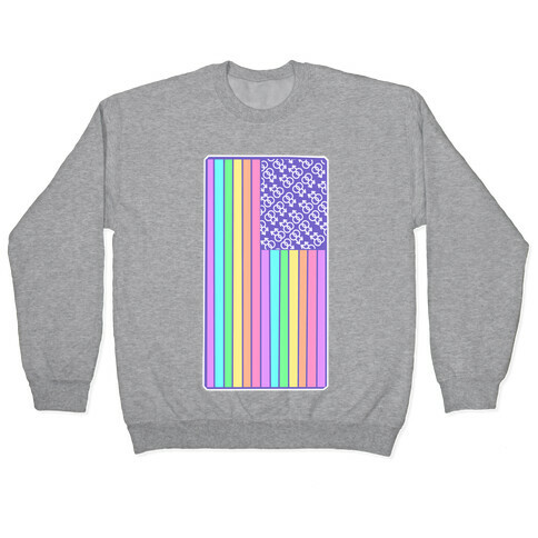 Pastel Gay Pride American Flag Pullover