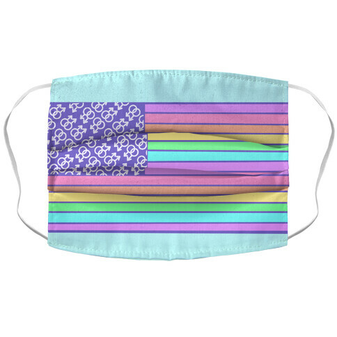 PASTEL GAY PRIDE AMERICAN FLAG  Accordion Face Mask