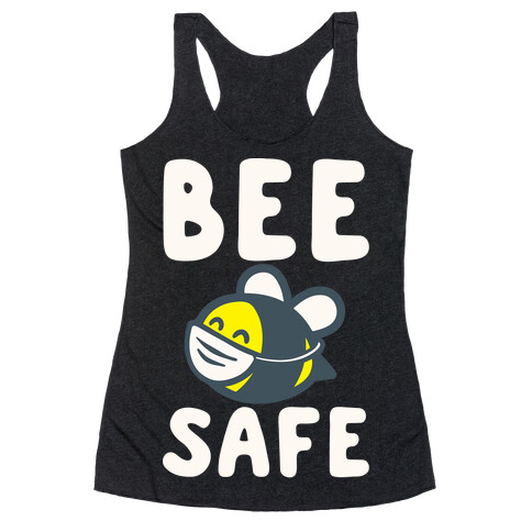 Bee Safe White Print Racerback Tank Top