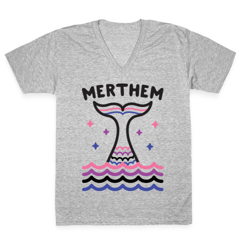 Merthem (Gender Fluid Mermaid) V-Neck Tee Shirt