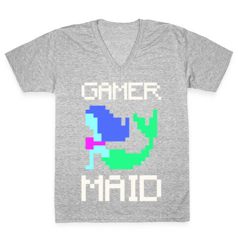 Gamer-Maid White Print V-Neck Tee Shirt