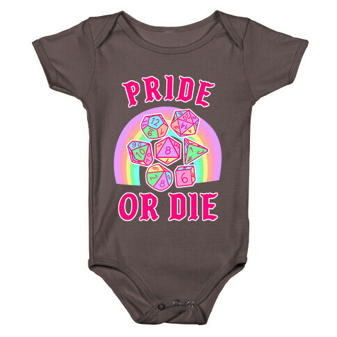 "Pride or Die" DnD Dice Pastel Baby One-Piece