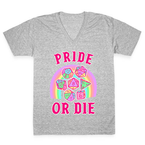 "Pride or Die" DnD Dice Pastel V-Neck Tee Shirt