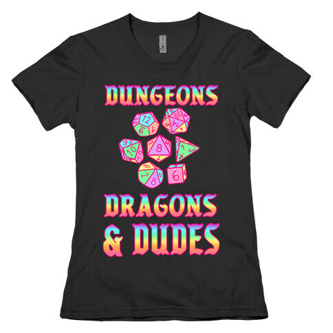 DnD & Dudes Dice Rainbow Gradient Womens T-Shirt