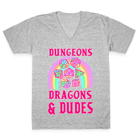 DnD & Dudes Dice Pastel V-Neck Tee Shirt