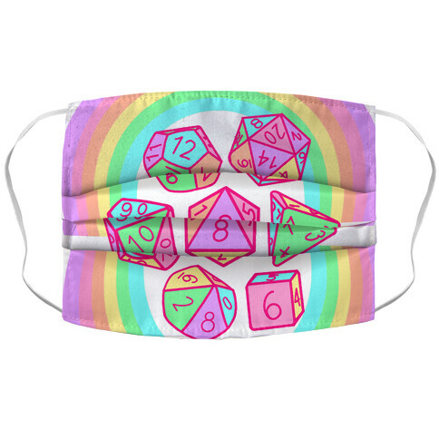 RPG Dice Pastel Rainbows Accordion Face Mask