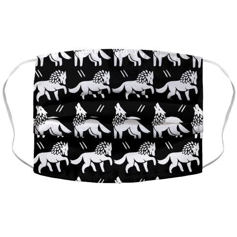 Wolf Black and White Boho Pattern Accordion Face Mask