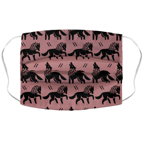 Wolf Dusty Pink Boho Pattern Accordion Face Mask