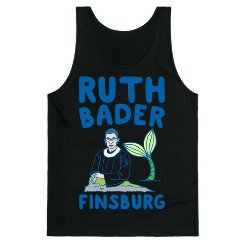 Ruth Bader Finsburg Mermaid Parody White Print Tank Top
