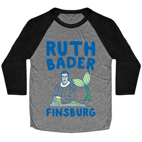 Ruth Bader Finsburg Mermaid Parody White Print Baseball Tee