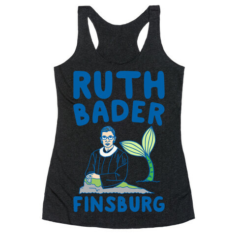 Ruth Bader Finsburg Mermaid Parody White Print Racerback Tank Top