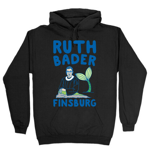 Ruth Bader Finsburg Mermaid Parody White Print Hooded Sweatshirt