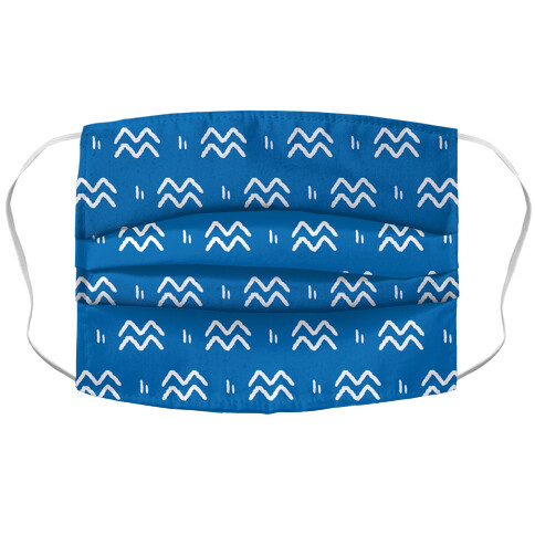 Aquarius Symbol Pattern Blue Accordion Face Mask