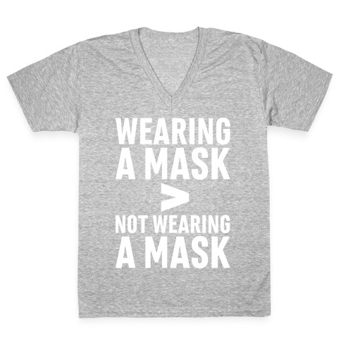 Wearing A Mask > Not Wearing A Mask White Print V-Neck Tee Shirt