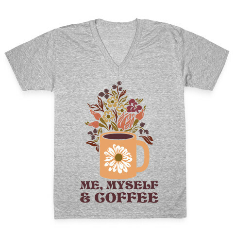 Me Myself and Coffee V-Neck Tee Shirt