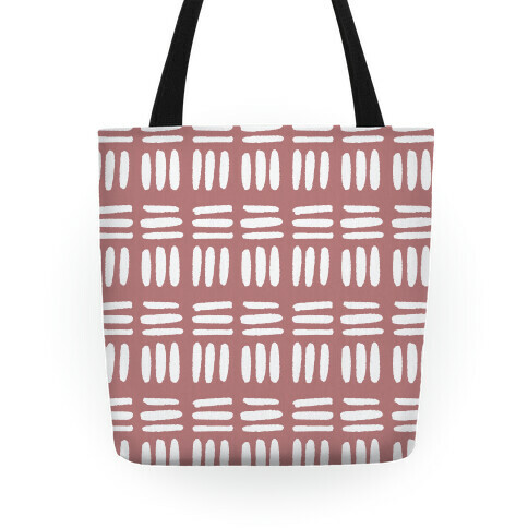 Dashed Lines Dusty Rose Boho Pattern Tote