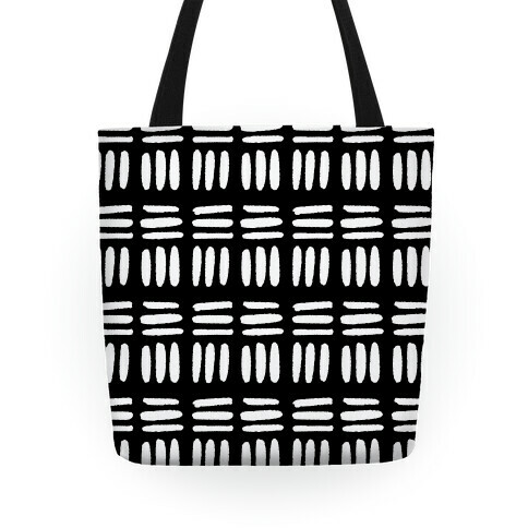 Dashed Lines Black and White Boho Pattern Tote