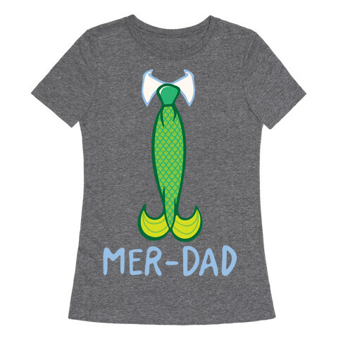 Mer-Dad White Print Womens T-Shirt