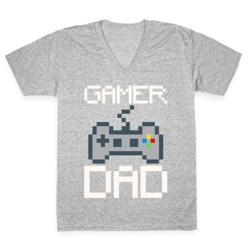 Gamer Dad White Print V-Neck Tee Shirt