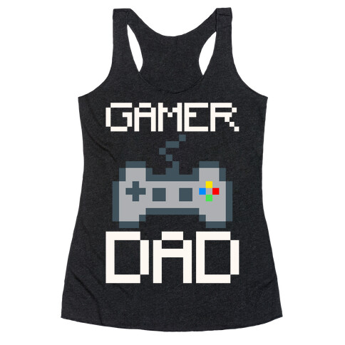 Gamer Dad White Print Racerback Tank Top