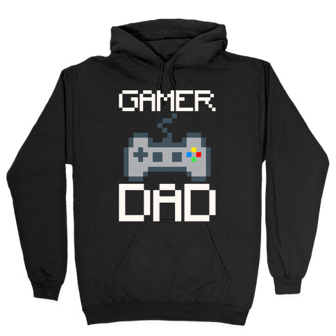 Gamer Dad White Print Hooded Sweatshirt