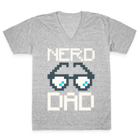 Nerd Dad White Print V-Neck Tee Shirt