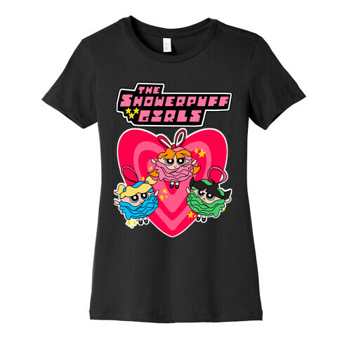 Showerpuff Girls Parody Dark Womens T-Shirt