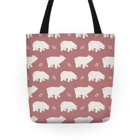 Bear Dusty Rose Boho Pattern Tote