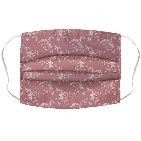 Origami Unicorn Pattern Dusty Pink Accordion Face Mask