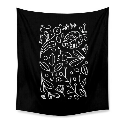 Black and White Plant Pattern Tapestry