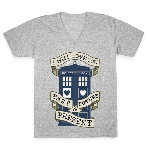 Doctor Who Love Past Future Present V-Neck Tee Shirt