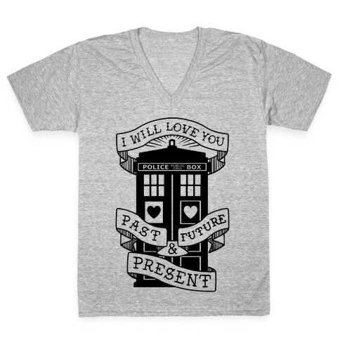 Doctor Who Love Past Future Present V-Neck Tee Shirt