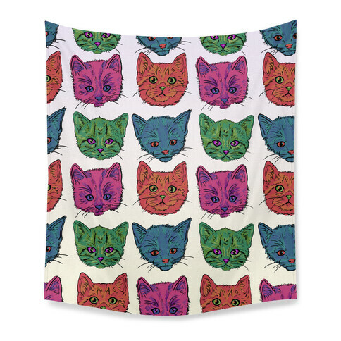 Colorful Kitten Square Pattern Tapestry