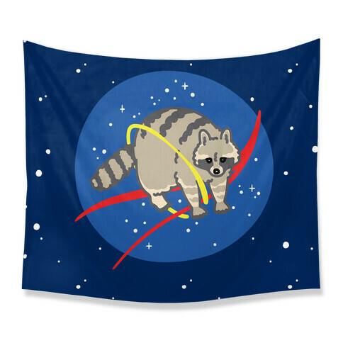 Trash Raccoon Nasa Logo Parody Tapestry