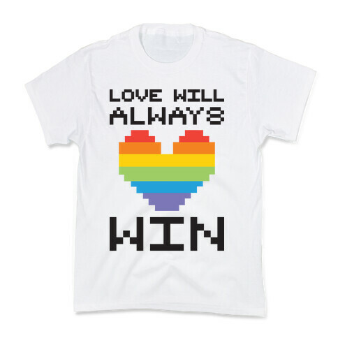 Love Will Always Win Pixel Heart Kids T-Shirt