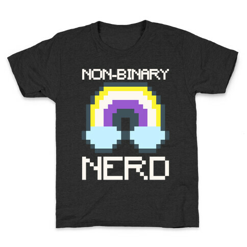 Non-Binary Nerd White Print Kids T-Shirt