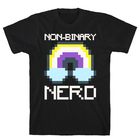 Non-Binary Nerd White Print T-Shirt