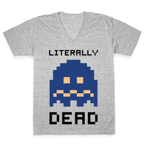  Literally Dead Pixel Ghost V-Neck Tee Shirt