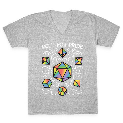 Roll For Pride DnD Dice V-Neck Tee Shirt