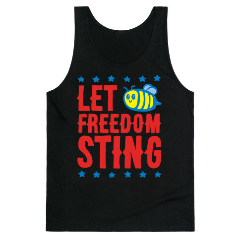 Let Freedom Sting White Print Tank Top