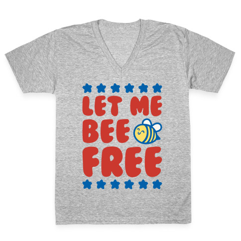 Let Me Be Free White Print V-Neck Tee Shirt