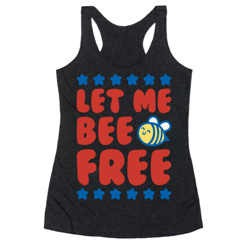 Let Me Be Free White Print Racerback Tank Top